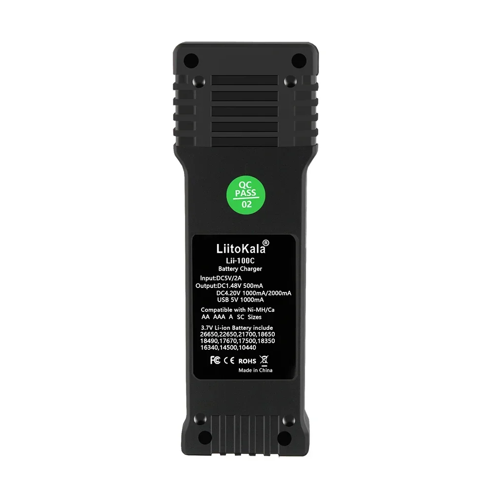 Battery Charger Fast Charger Charger Adapter Battery Charger Adapter LiitoKala Lii-100C 1 Slot 18650 21700 26650 Battery Charger 2A LED Smart Quick Charging USB Rechargeable Lithium