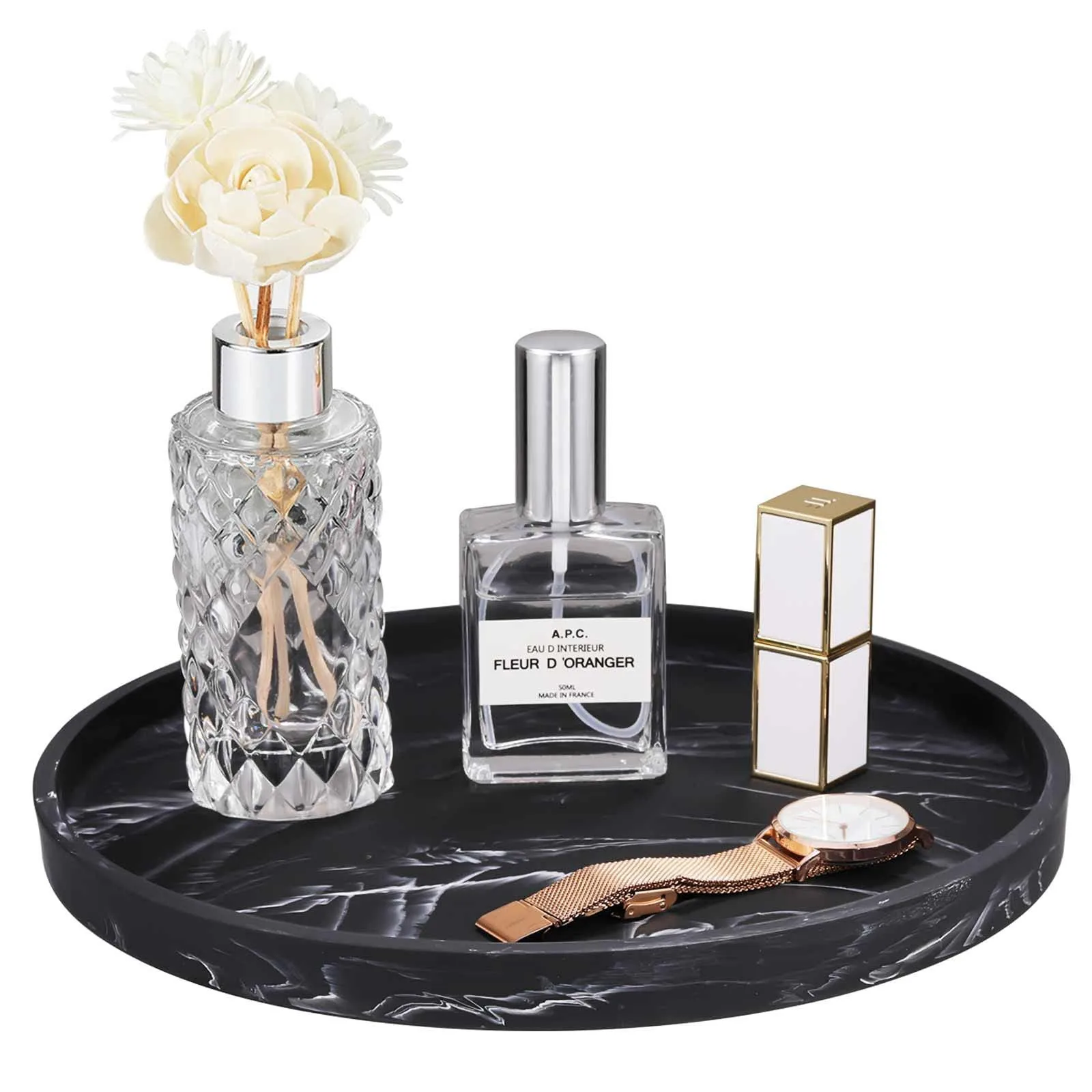 Elegant Silicone Vanity Tray - Decorative Organizer for Bathroom, Kitchen, or Coffee Table Decor