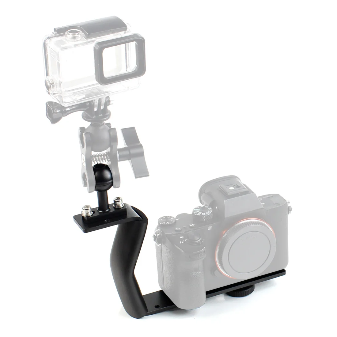 Aluminum Alloy Diving Bracket Z Type Single Handle With Base Adapter for Underw