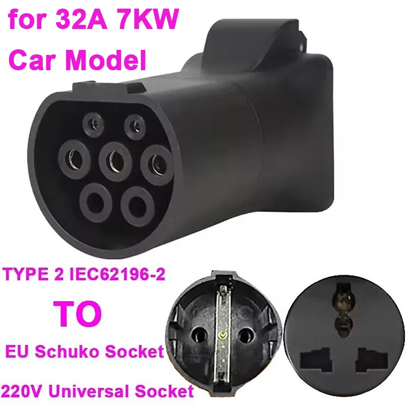 V2L Discharger for Car Model 32A 7KW 1phase V2L TYPE 2 to 220V Universal EU Schuko Socket EV Car Discharger Adapter v2l connector