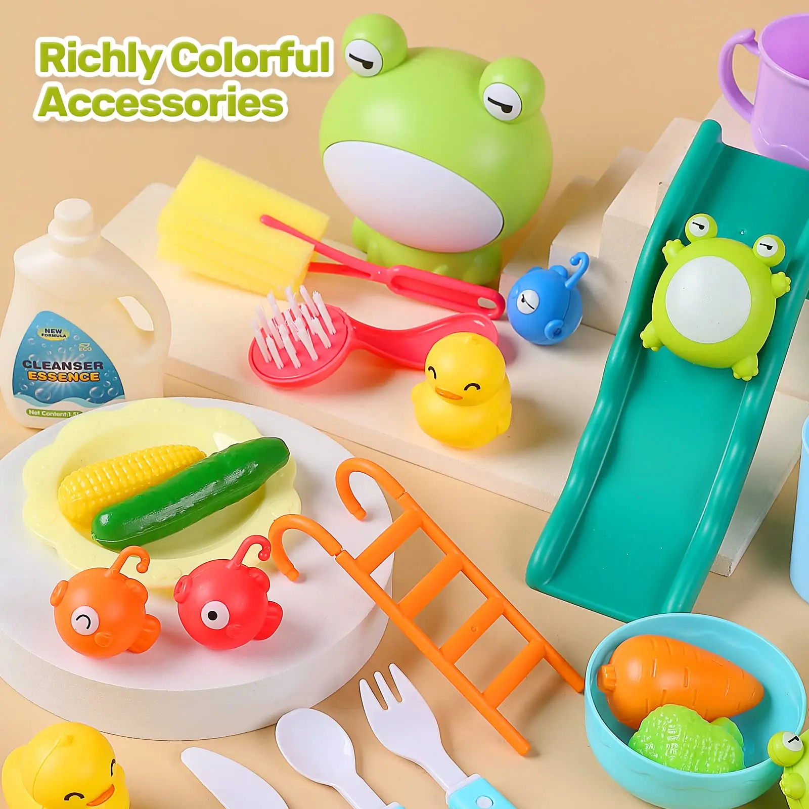 Giocattoli Elettrici per Bambini: Lavello da Cucina con Acqua Corrente, Lavastoviglie e Giocattoli da Pesca, Regalo Educativo per il Gioco di Ruolo per Bambine - immagine 5