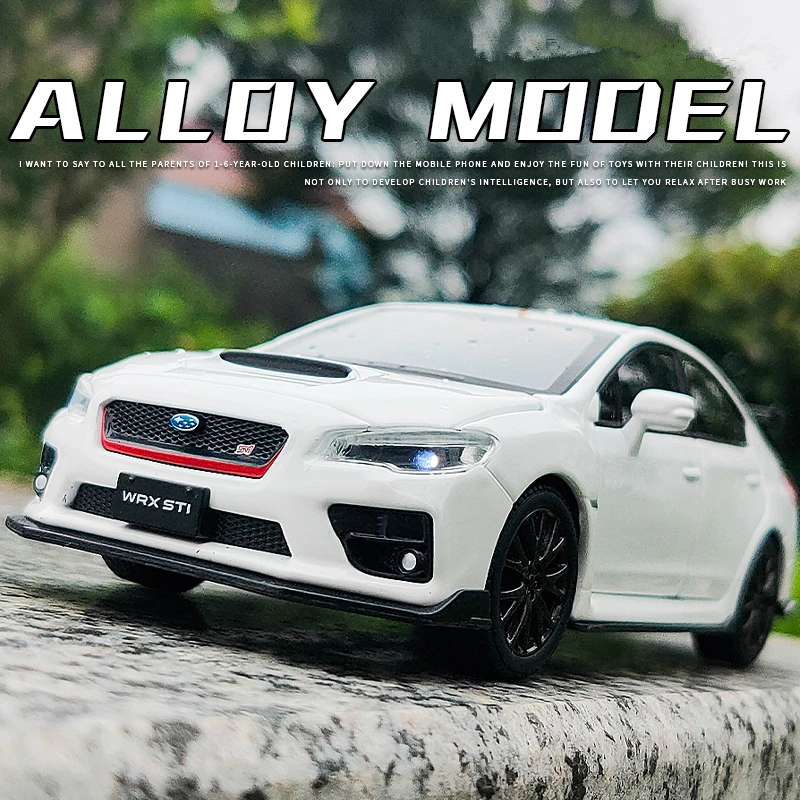 1/32 Subarus WRX STI Alloy Sports Car Model Diecast Metal Simulation Toy Vehicle Car Model Sound Light Collection Childrens Gift