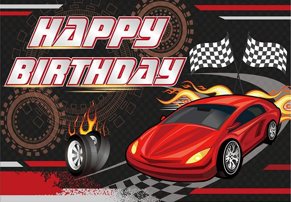 thumbnail image 1 of Fondo de fotografía de coche de carreras, decoraciones para fiesta de cumpleaños, decoración de fondo, pancarta para baby shower, foto personalizada, Caitoon Hot Wheels, 1 of 5