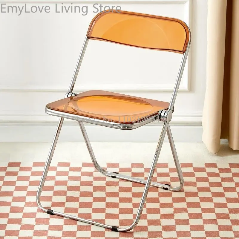 Folding Dining Chair Household Minimalist Folding Chairs Clothing Store Stool Backrest Acrylic Transparent Photo Chair Wholesale