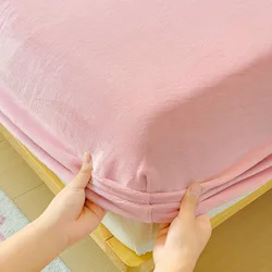 Luxurious Coral Fleece Velvet Fitted Bed Sheet with 360 Elastic Band - Plush Mattress Protector Cover - Twin(99x190x30cm) (Pink)