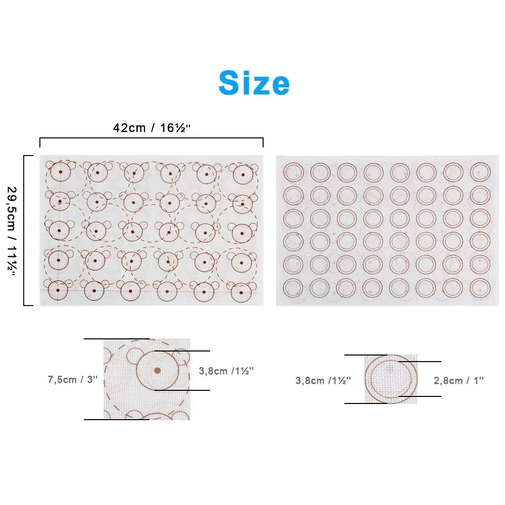 Double Sided Silicone Baking Mats Non-Stick Macaron Mat Cookie Pad Rolling Dough Mats Cake Fondant Bakeware Pastry Baking Sheet
