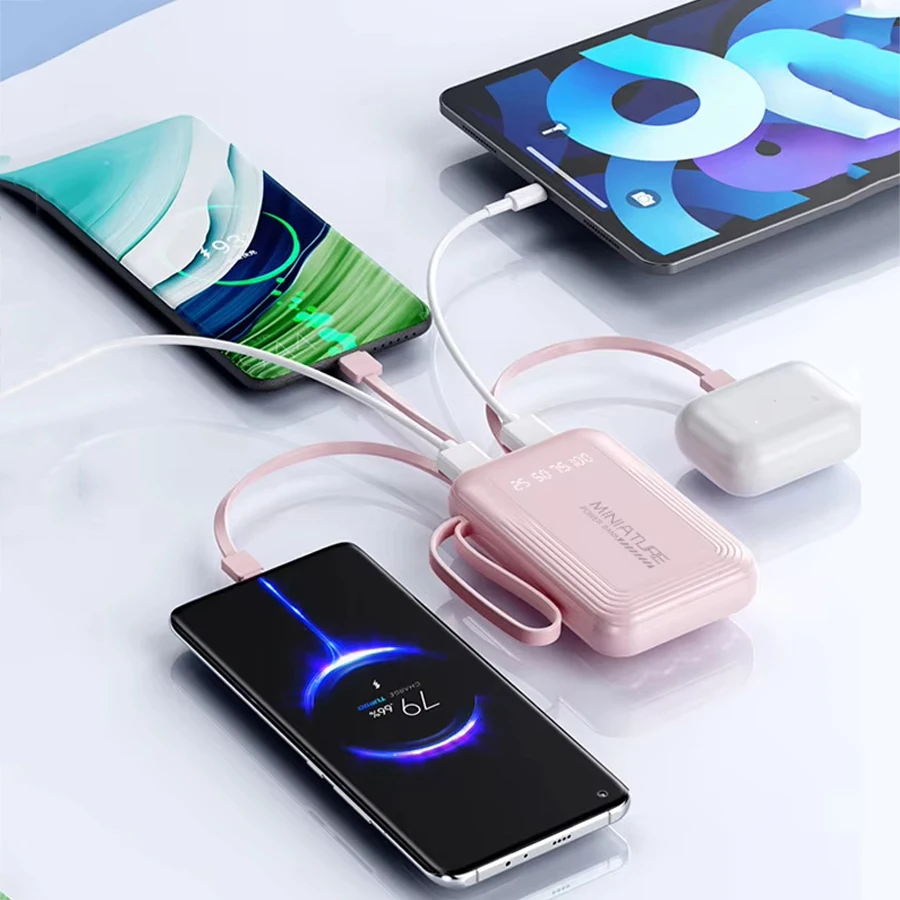Xiaomi Power Bank Portatile Mini da 50000mAh, Ricarica Rapida 22.5W, Cavi Integrati, Torcia LED, Powerbank da Viaggio con Cordino - immagine 6