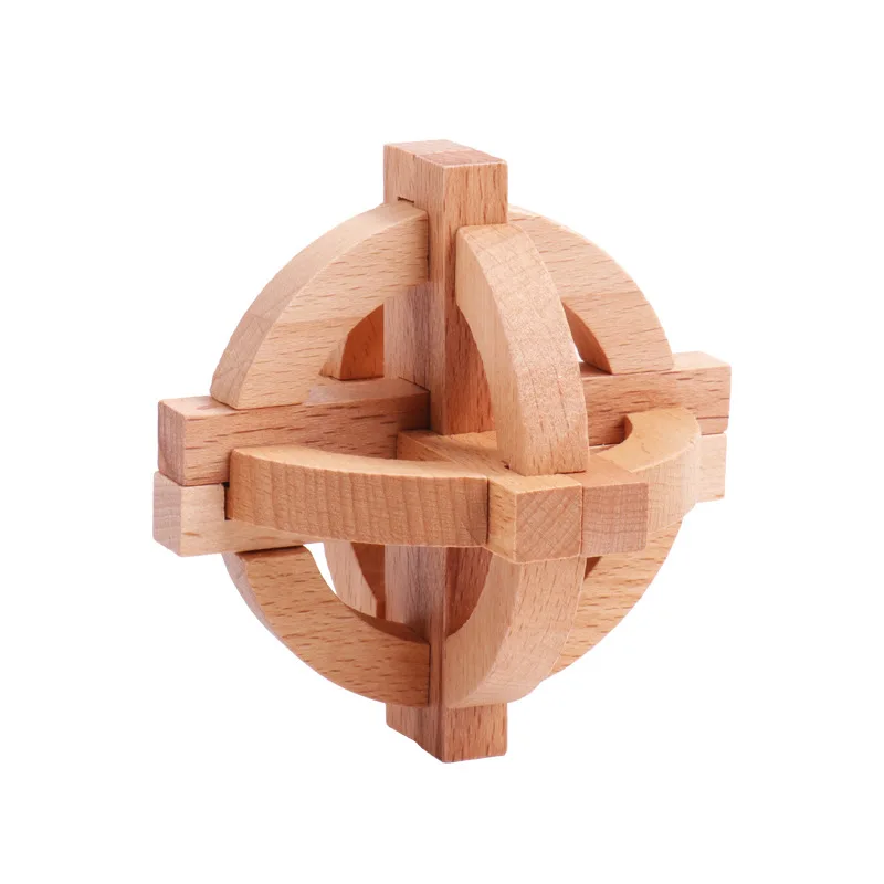 Fidget Toys Wooden Kongming Luban Lock 3D Brain Teaser Puzzle Office Decompression Adult Gift Kids Ball