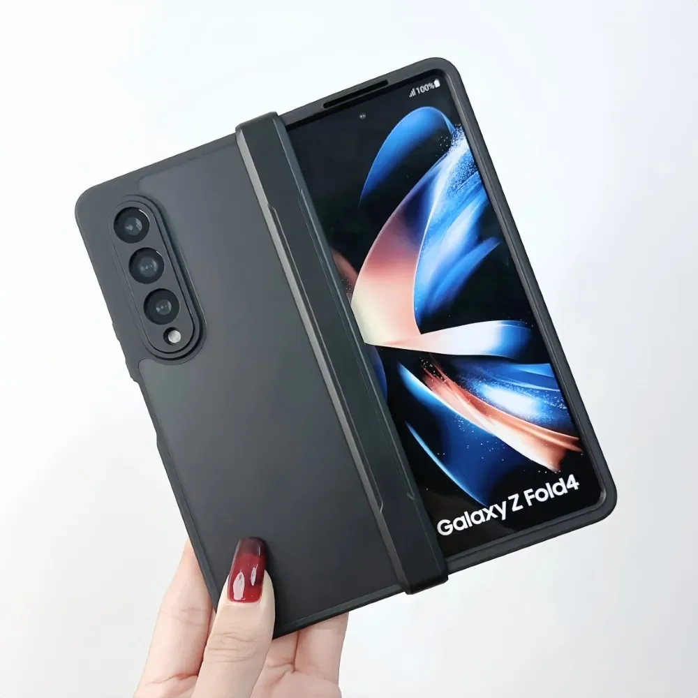 

For Samsung Galaxy Z Fold 4 Case Transparent Matte Skin Friendly Hinge All-inclusive Folding Shockproof Protective Hard Cover