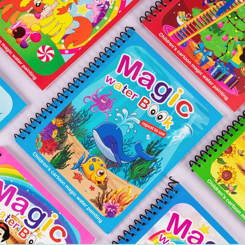 Montessori Toys Reusable Coloring Book Magic Water Drawing Book for Kids Toddler Toy Painting Book Educational Toys for Children 2
