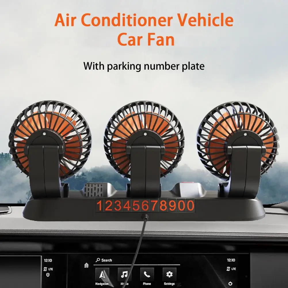 Car Fan Electric Fan 5/12/24V Car Fan Triple Head High Airflow 2-Speed Powerful Cooling Vehicle Dashboard Air Outlet USB Fan Summer Accessories