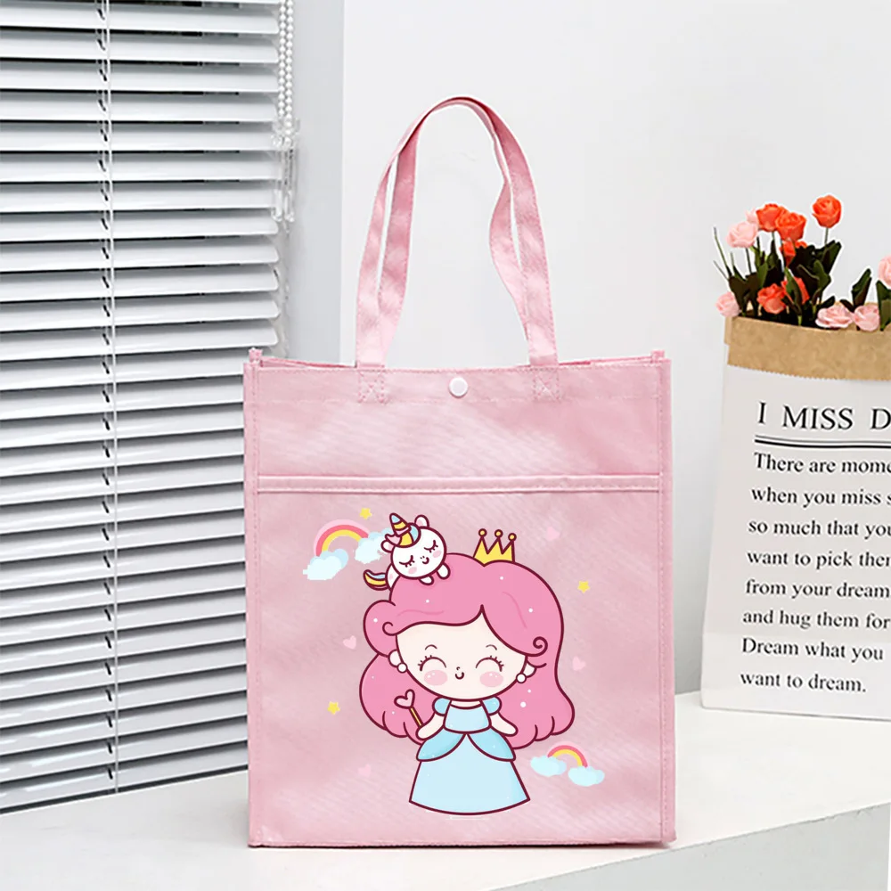 Student Cartoon Unicorn Print Multifunctional Oxford Storage Bags Large Capacity Tuition Bag Cartoon Cute Girl School Tote Pouch 4