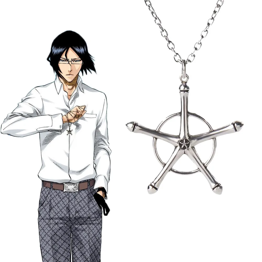 Anime Bleach Necklace Quincy Ishida Uryuu Cosplay Ginrei Gojiaku Amulet Alloy Choker Chain