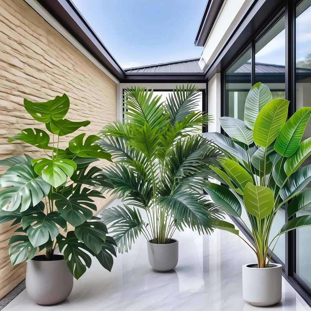 3pcs Large Artificial Areca Palm Plant with 36 Leaves Tropical Potted Plants 1