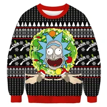 Pull de noël Rick et Modi pour garçons et filles, pull imprimé en 3D