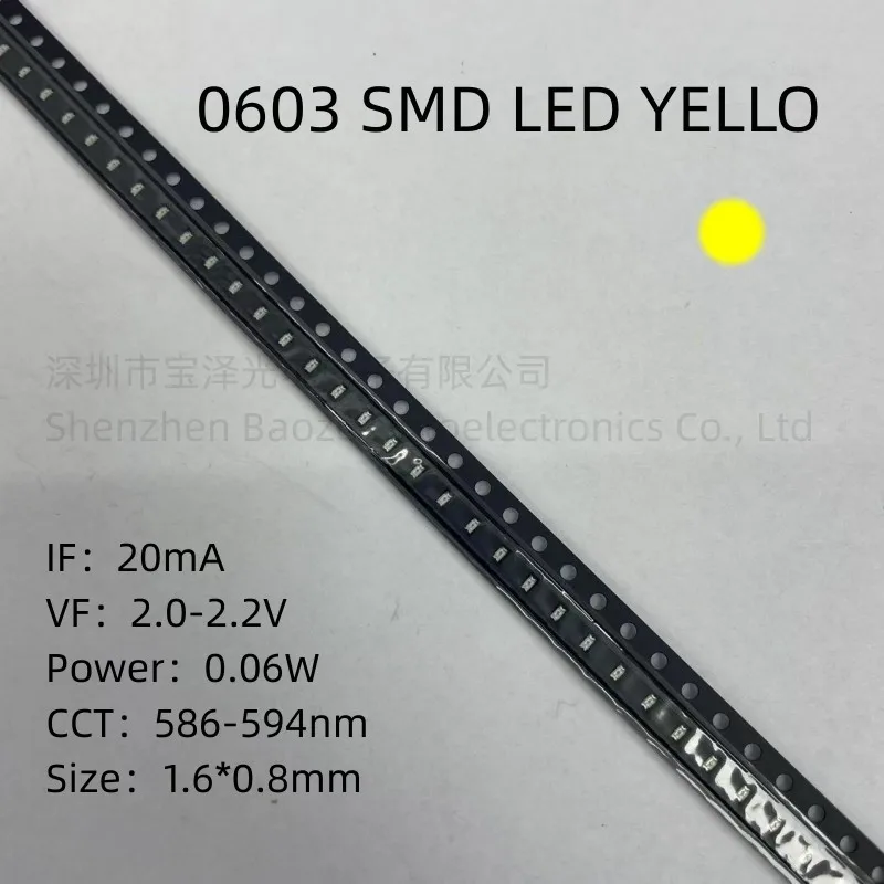 

0603 SMD LED Yellow 1.6*0.8mm High brightness