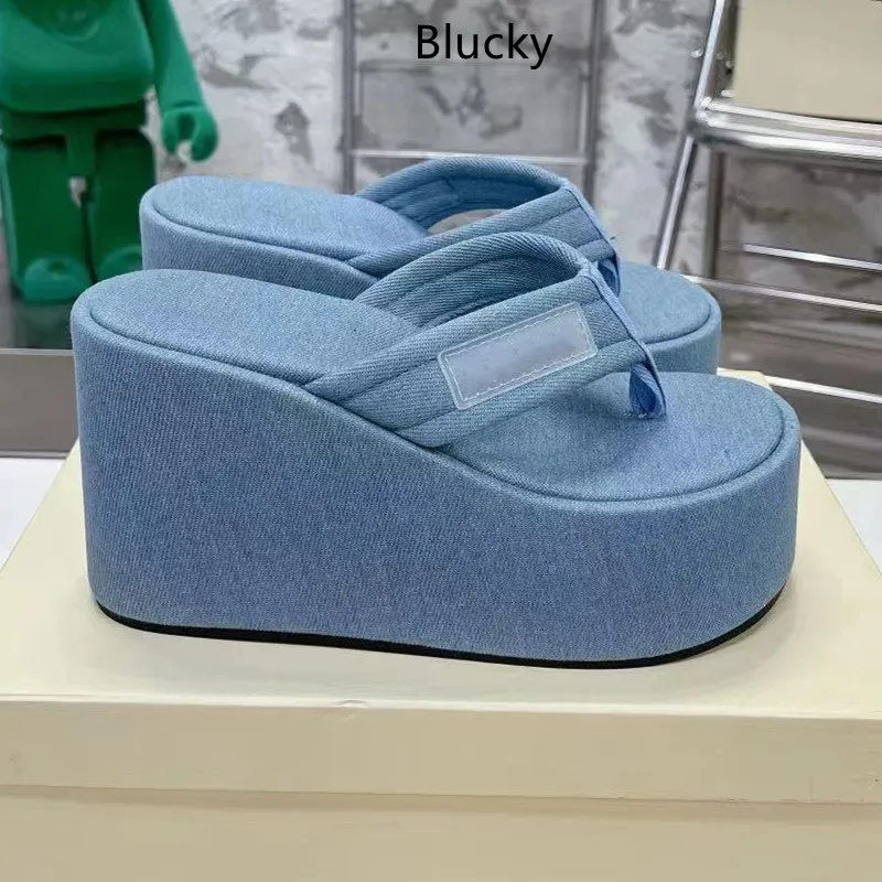 Women's wedge shaped thick sole high heel slippers Women's summer fashion casual beach party shoes