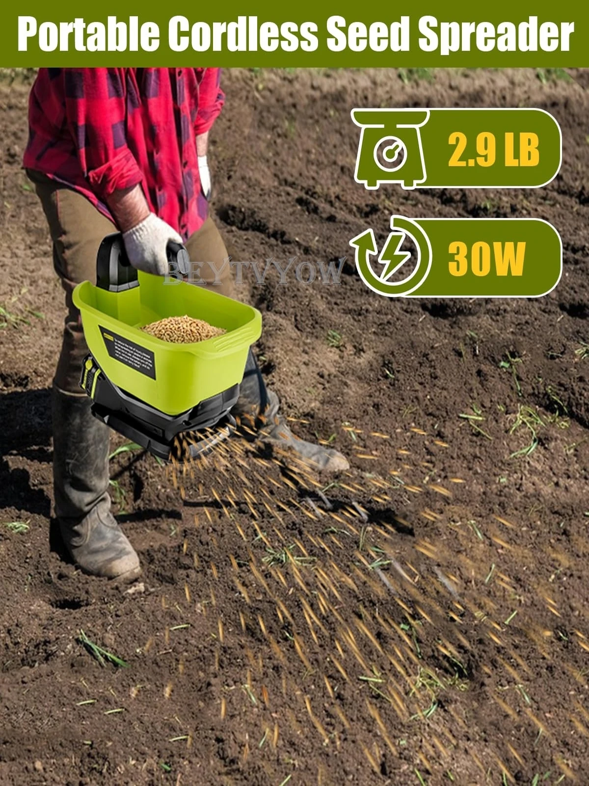 3.7L Large Capacity Cordless Salt Spreader for Ryobi 18V Battery Seed Spreader H
