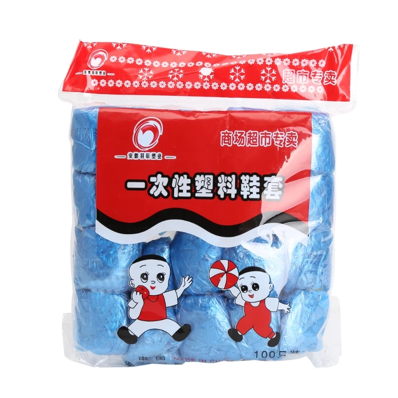 

100PCS Waterproof Boot Covers Plastic Disposable Shoe Covers Overshoes 203C