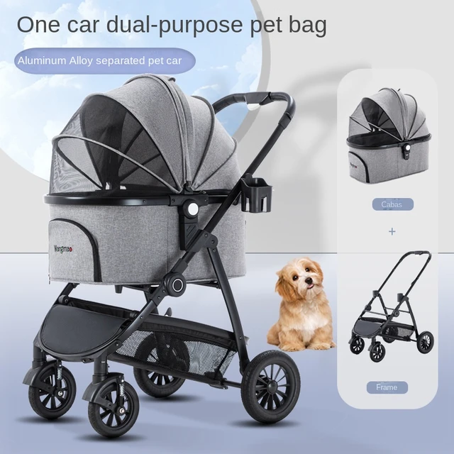 Luxury Double Pet Strollers, 3 in 1 Detachable Four Wheels