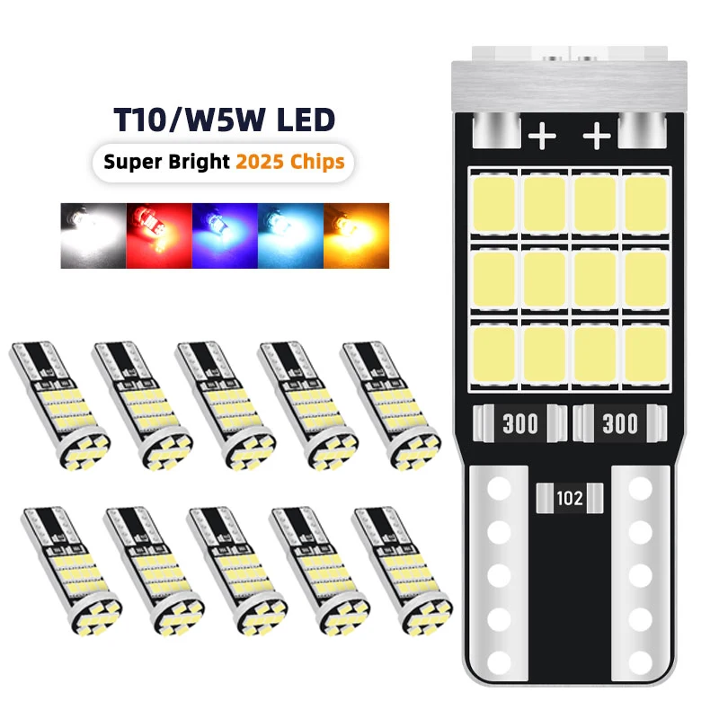 

10 шт., Автомобильные светодиодные лампы W5W T10 501