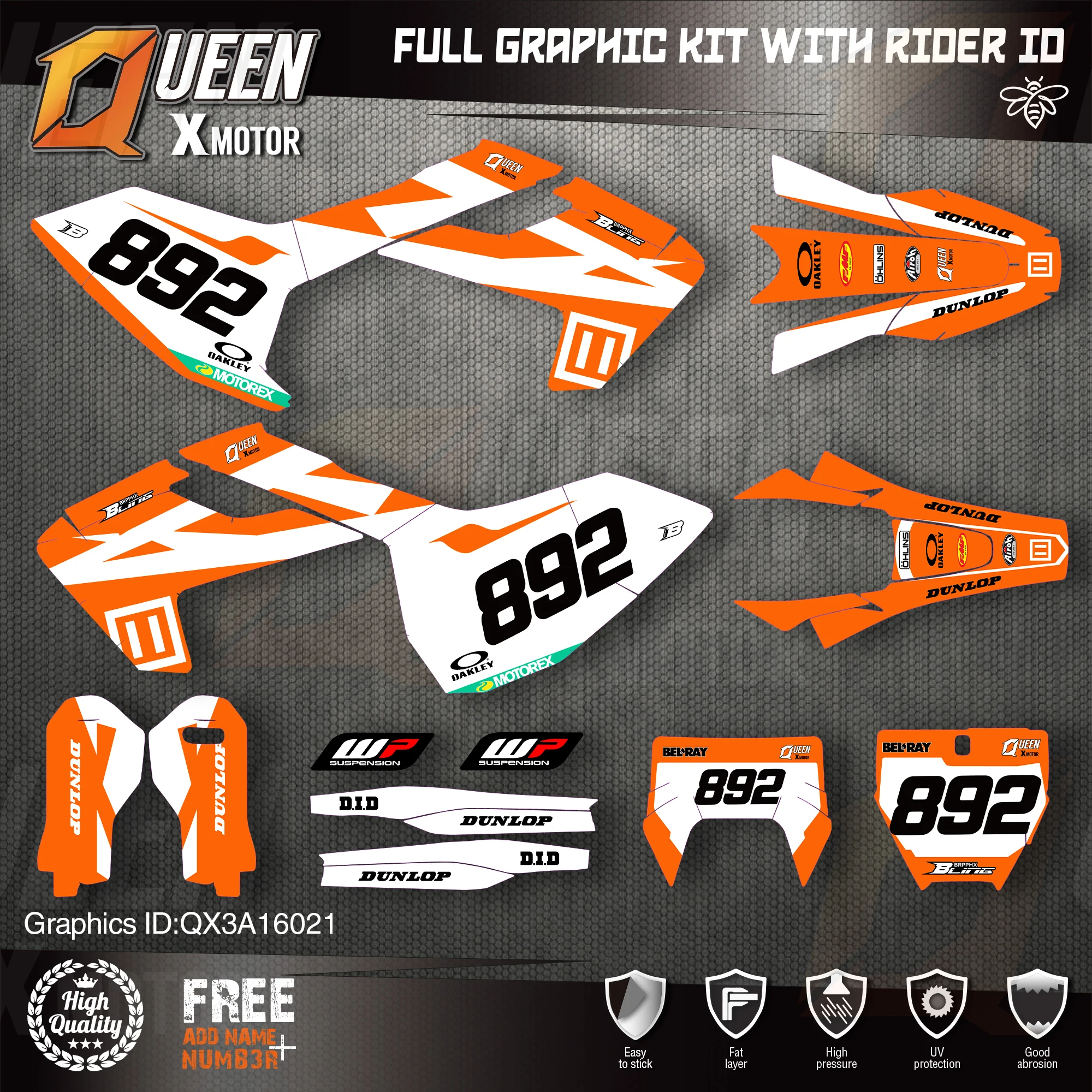 

QUEEN X MOTOR Custom Team Graphics Decals Stickers Kit For Husqvarna Decal 2016-18 TC FC TX FX FS 17-19 TE FE 125-450CC 021