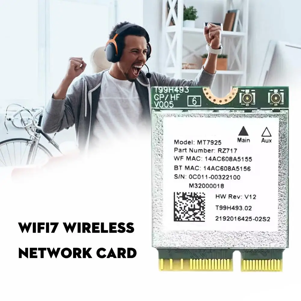 무선 랜 카드 네트워크 카드 와이파이 어댑터, 윈도우 10/11 리눅스 R8K7 용, 2400Mbps M.2 키 E 2.4G 5G 와이파이 어댑터, MT7925