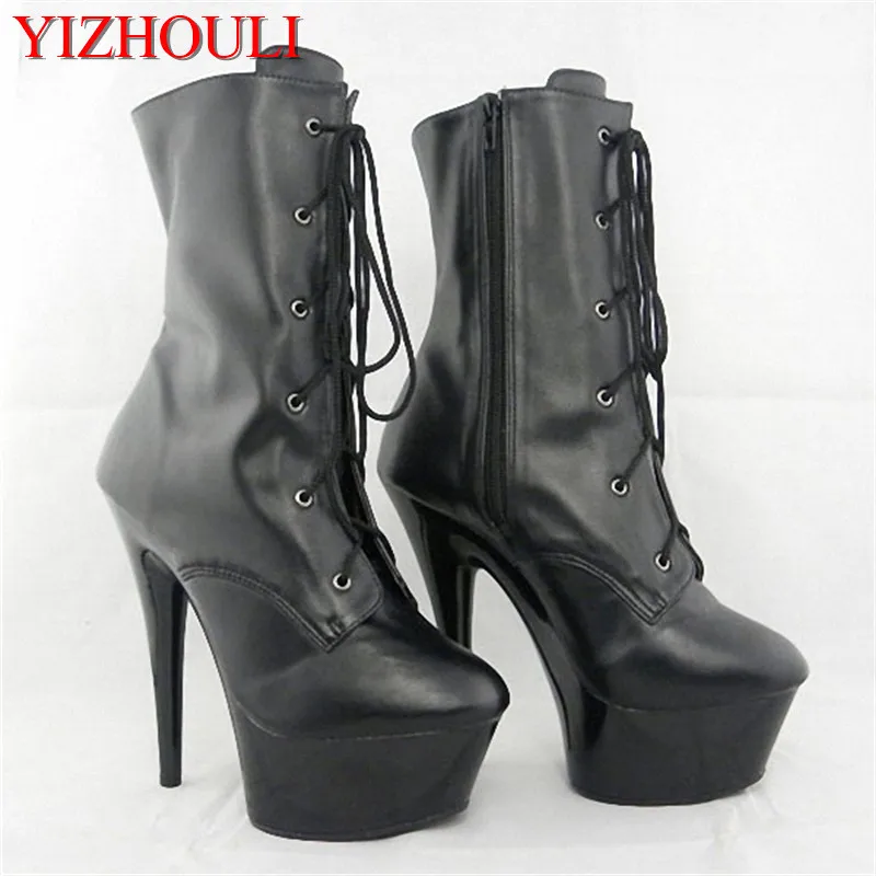 

Sexy Lace-UP Boots Ultra 15cm Fashion Ankle Boots High-Heeled Shoes 6 Inch Sexy Boot dance shoess