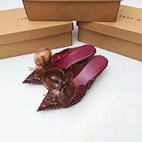 Offre spéciale brésil marque rétro dames bonbons diapositives femmes bout pointu sorcière pantoufles à talons bas fille demi-paquet chaussures parfumées SM311 6