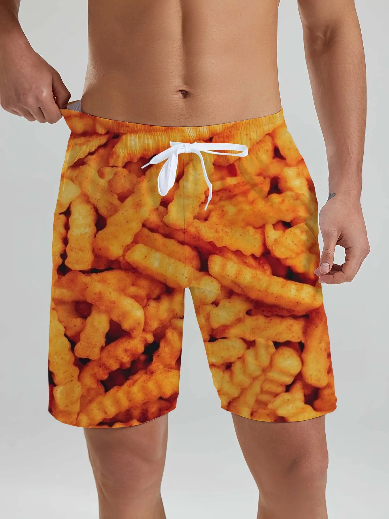 Fashion Fast Food Beach Shorts Men Cool Hawaiian Vacation Swim Trunks 3D Printing Snack Short Pants Summer Surf Board Shorts 3