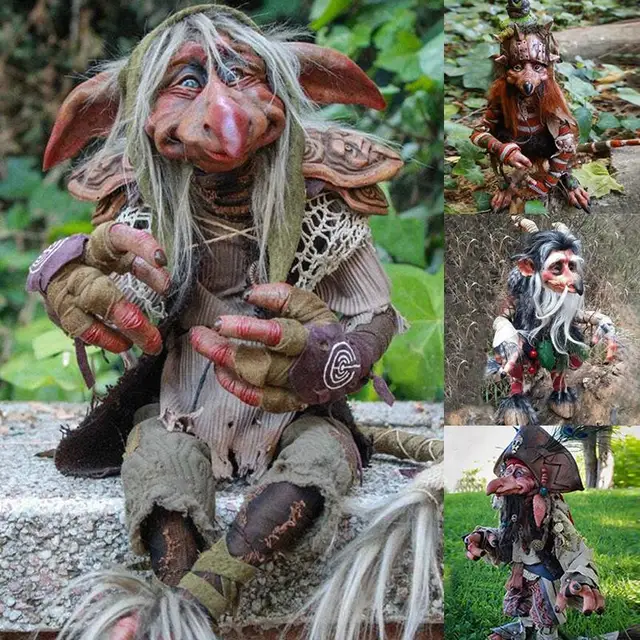 4Styles Halloween Crafts Leprechaun Art Decor Garden Big Goblin Szobor Gyanta-Statue Kézműves