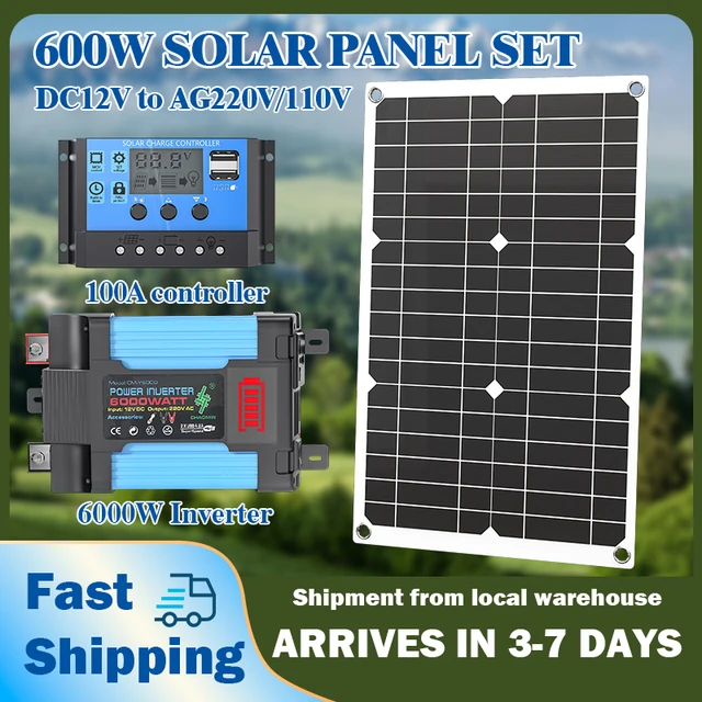 Générateur solaire portable à onde sinusoïdale pure 6000W 110V-220V, contrôleur de charge MPPT 100A, énergie pour camping-car, cabane et activités de plein air 1