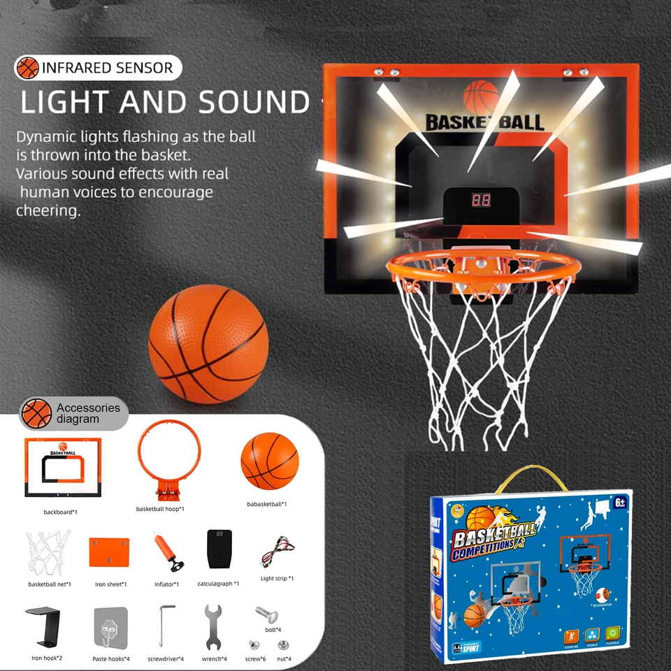 HYES Basketbal Arcade spel, basketbalstandaard voor kinderen, met 4 ballen, single shot basketbalkorf, voor binnen en buiten, carnavalsspellen, sportspeelgoed, cadeaus voor jongens en meisjes, tieners