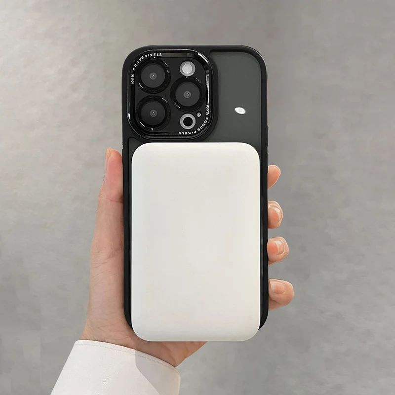 Sleek Clear Acrylic Magnetic Phone Case with Metal Frame and Wireless Charging Compatibility