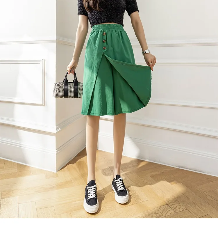 Wide-Legged Culottes Junior High School Students Summer Thin Loose Fashion Thin Casual Trousers Five-Point Shorts cute skirts