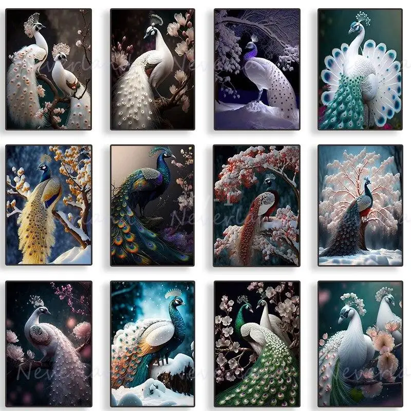 

Peacock Canvas Print Wall Art Modern Living Room Decor Poster