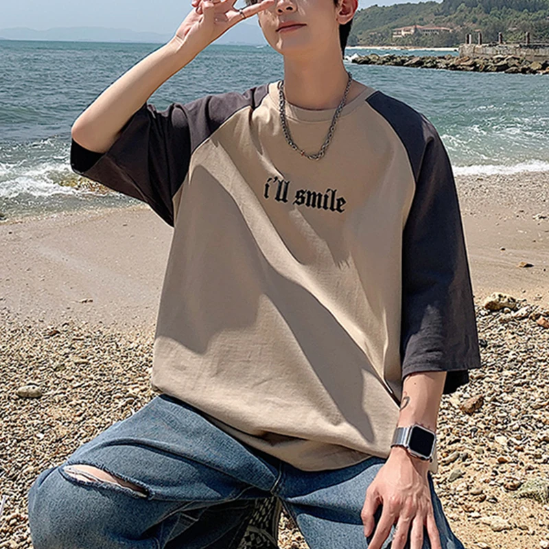 Camiseta gótica de retales para hombre, camisa de gran tamaño con patrón de letras, cuello redondo, holgada, informal, Unisex, verano, 2024