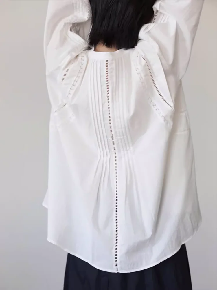 

SuperAen 2024 белая рубашка Женская Весенняя нишевая свободная уникальная рубашка