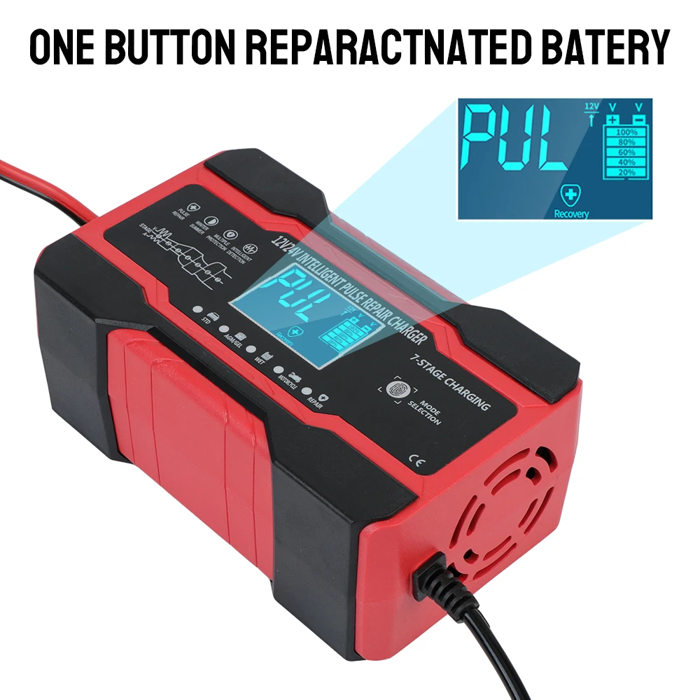 Chargeur de Batterie 12V Chargeur de Réparation D'impulsions avec  Ventilateur de Refroidissement à économie D'énergie pour la Maintenance de  la