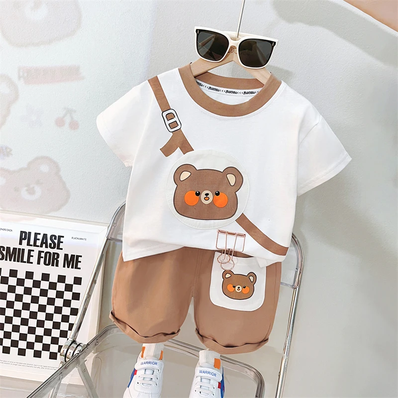 

2023 Summer Children Clothing Sets Baby Boys Short Sleeve T Shirt Shorts Girls Tracksuits Kids Sportswear Infant Clothes Outfits