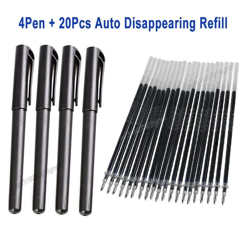 4+20Pcs/Set Automatic Disappearing Refill Fading Cartridge Normal Temperature Ink Auto Disappear Slowly Gel Pen Refill Ball Pen 50pcs 100pcs automatic disappearing refill fading cartridge normal temperature disappear slowly blue ink gel pen refill ball pen