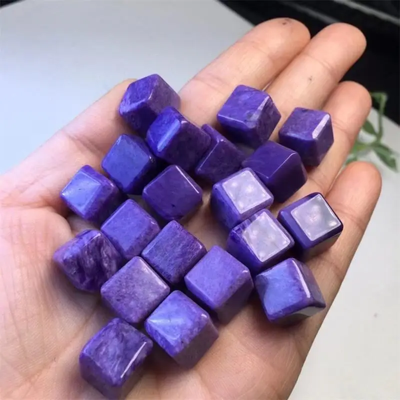 

5pcs Natural Charoite Cube Pendant Fashion Elegance Healing Jewelry Birthday Crystal Gift Women Mature Charm 14mm