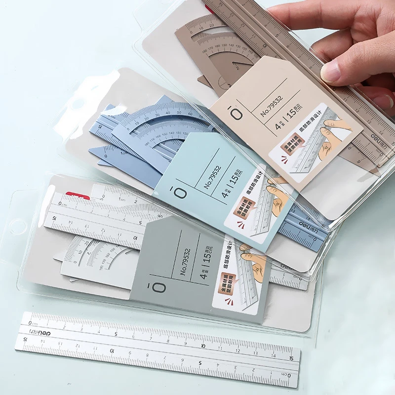 Metal Rulers 4pcs/set DIY Drawing Measuring Triangle Ruler for Kids Kawaii Learning Straight Ruler Set School Office Supplies ruler set