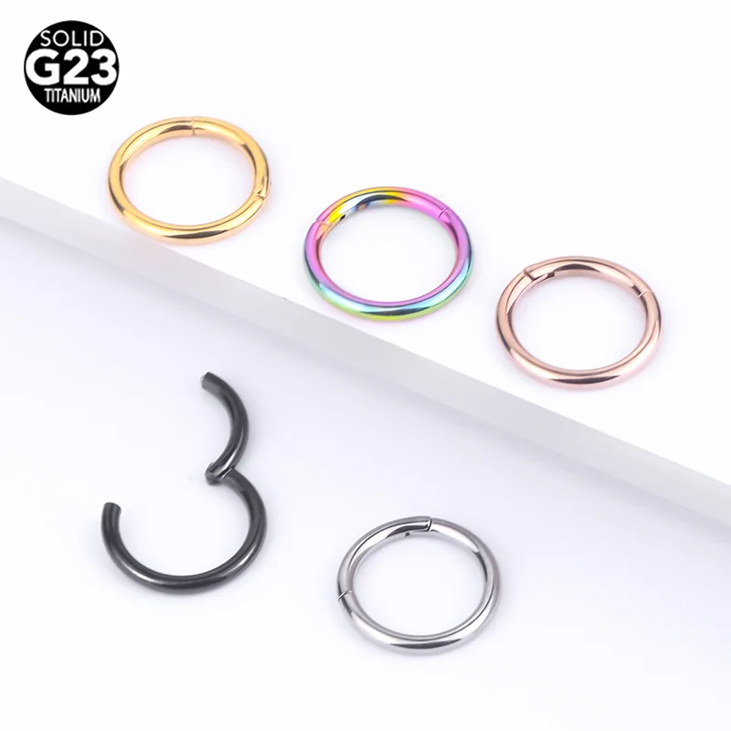 G23 Titanium Hinged Segment Ring Nose Piercings Ring Ear Daith