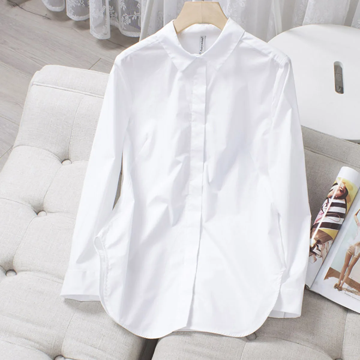 3020172 White Long Blouse
