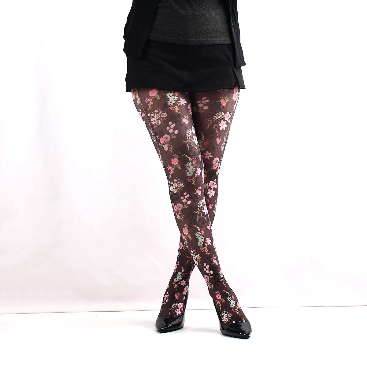 Muster gedruckt Retro Strumpfhosen für Frauen 17 Stil Muster Strumpfhosen weiblichen Frühling neue Stern Gitter lange Socken Farbe Strumpfhosen – Detail 3
