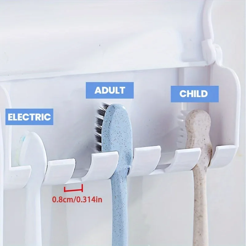 Wall-Mounted Toothbrush & Toothpaste Holder Set With Automatic Dispenser And Cup 5