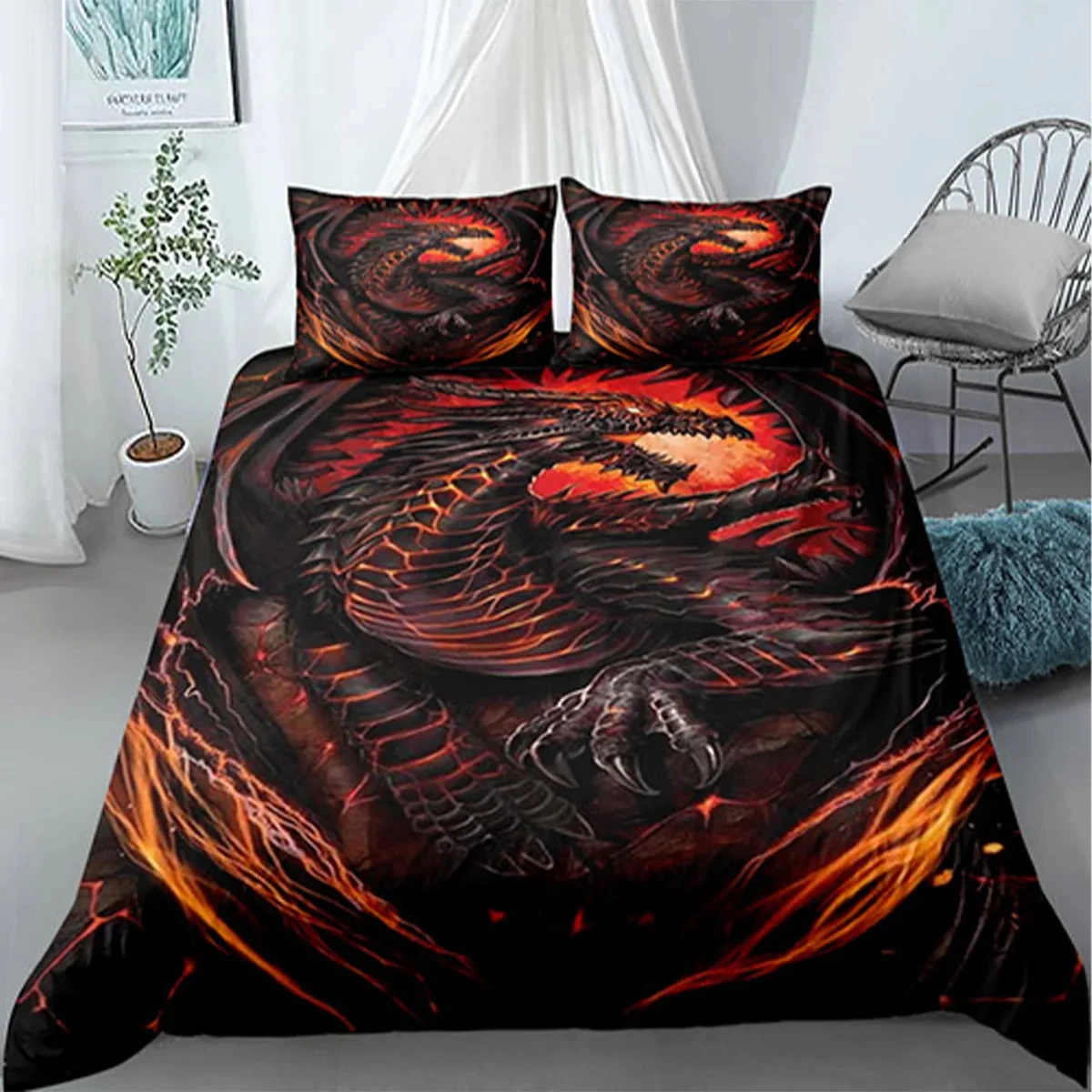 

3D Print Scientisfictional Dragon Bohemia Bedding Set Duvet Cover Bed Set Quilt Cover Pillowcase Comforter king Queen Size