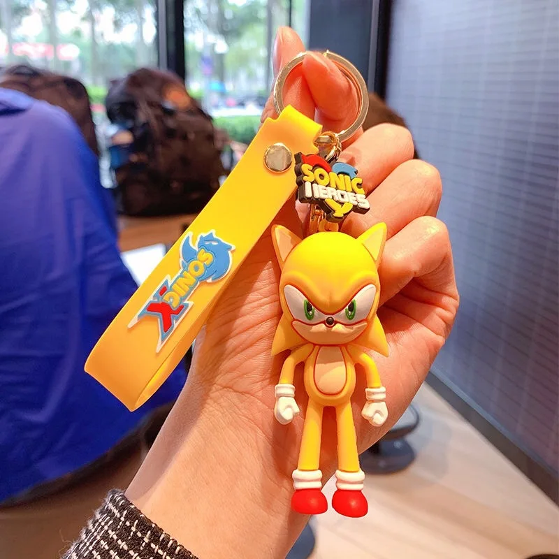 Llavero Sonic de 6 tipos, colección para niños y niñas, decoración para tartas, bolsa, colgante, regalo para amigos, llaveros de dibujos animados de anime, juguetes bonitos