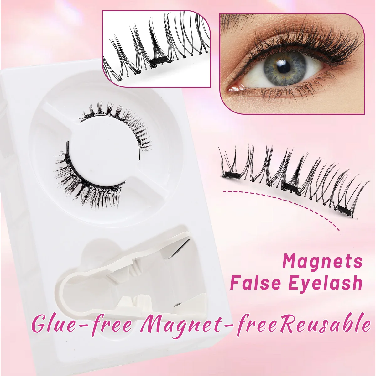3D Natural Magnetic Eyelashes False Mink Invisible Long Magnetic Lashes Natural Thick False Eyelashes Soft for Extensi fake eyelashes